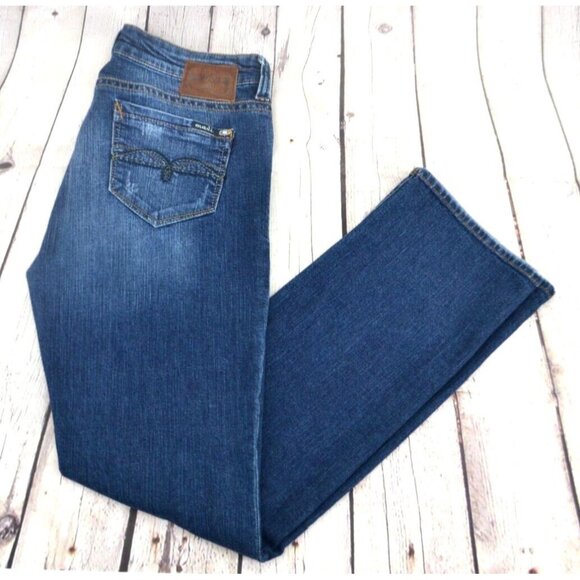 MAVI JEANS Women's Vanessa Mid Rise Straight Jeans SIZE 32/32 Dark Wash Distress - Picture 2 of 9